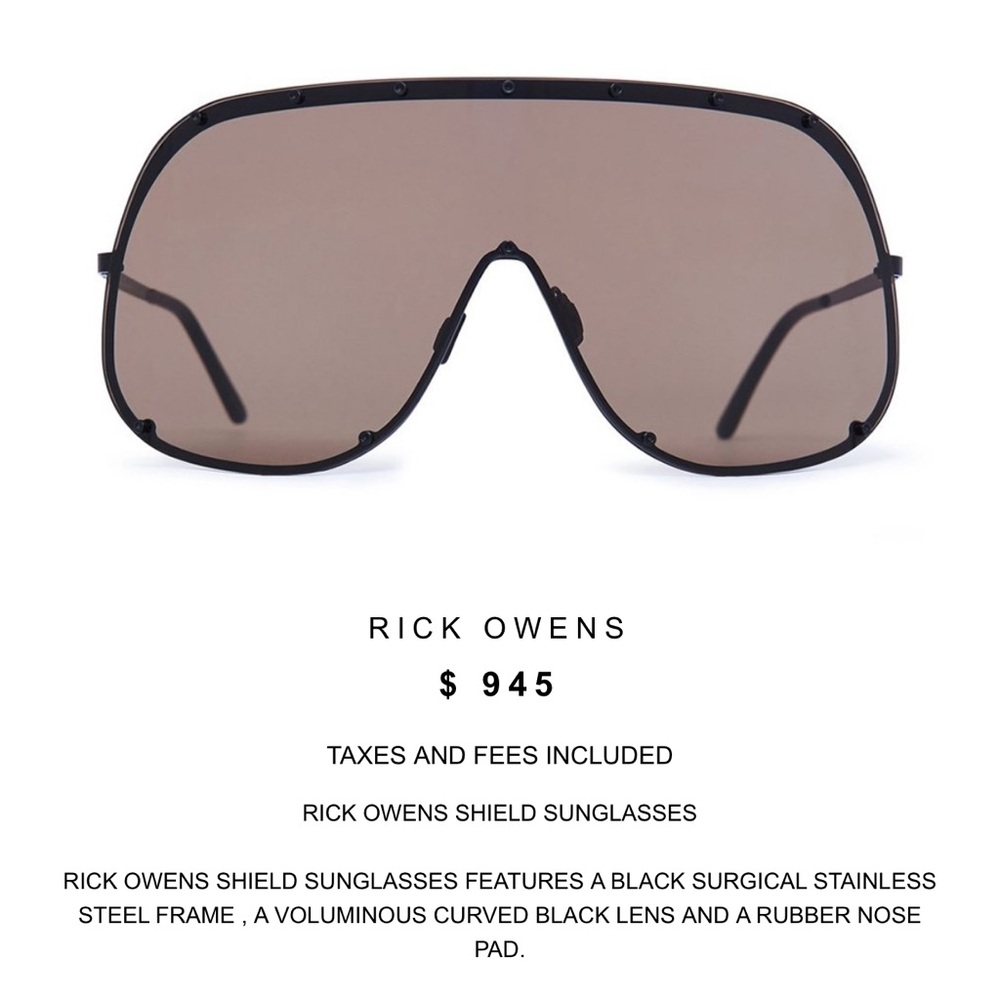 Rick Owens Black and Brown Shield Sunglasses